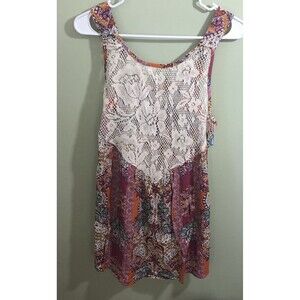 Free People Intimately Count Me In Trapeze Mini Dress Floral Combo XS